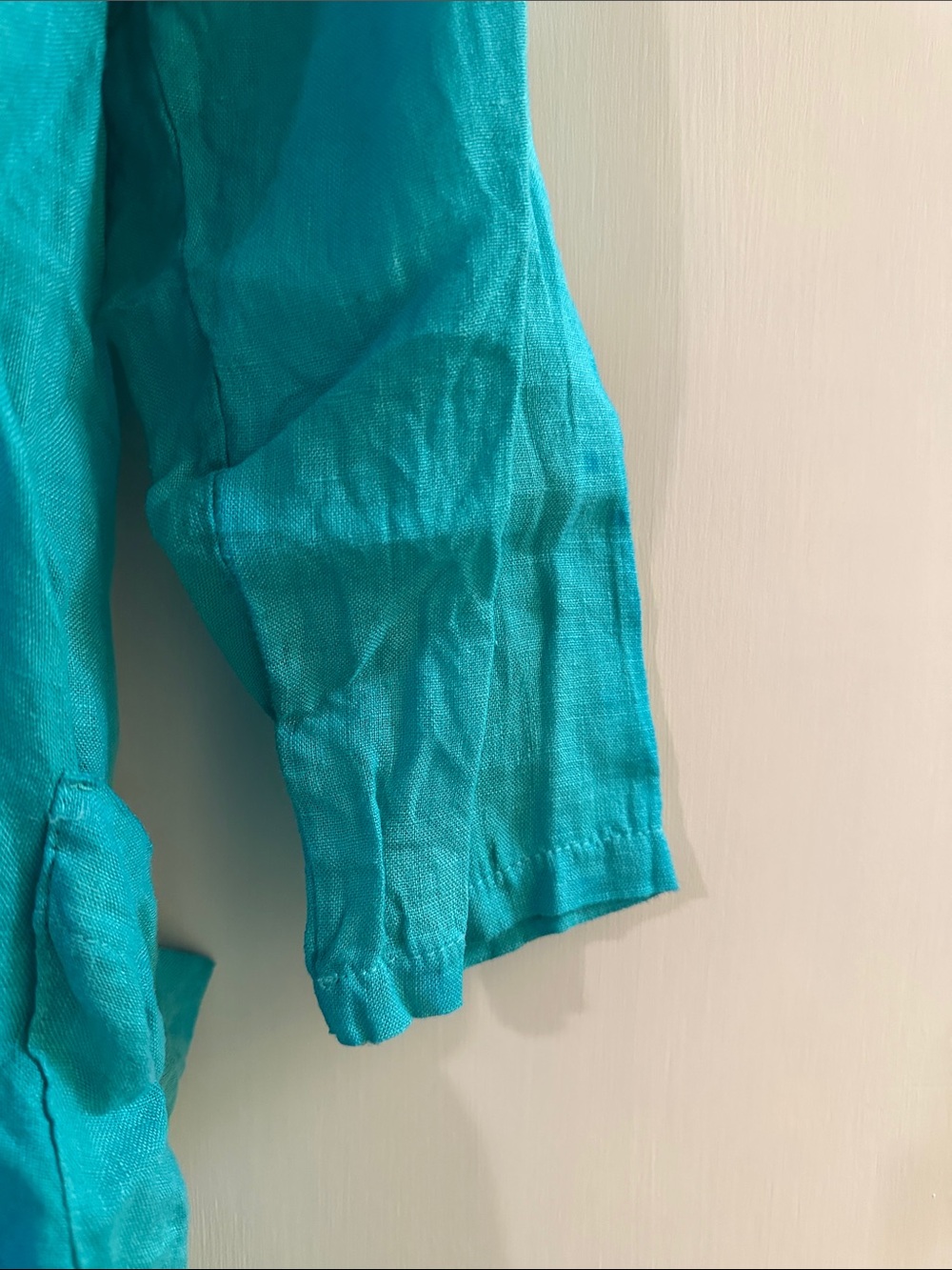 Lightweight Linen Teal Open-Front Coverup by Devitalia - Picture 5 of 5